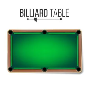 Realistic Billiard Table . American Pool Table. Sport Theme. Top View. Isolated Stock Illustration