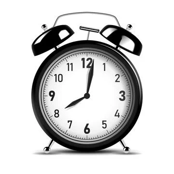 Realistic Black Alarm Clock, Vector Illustration Stock Illustration