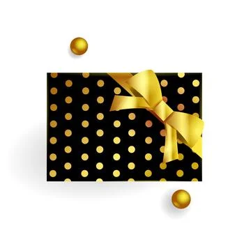 Realistic black and gold rectangular gift box design Stock Illustration