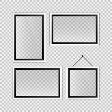 Realistic black and white empty photo frames template Stock Illustration