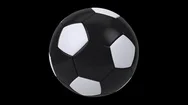 Realistic Black And White Soccer Ball Isolated On Black Background. Stock Footage