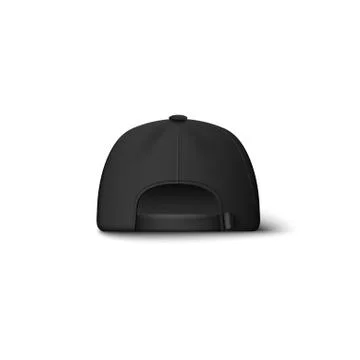 Realistic black baseball cap mockup from back view isolated on white background Stock Illustration