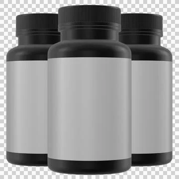 Realistic Black Bottles 3D Rendering Mockup Template Illustrazione stock