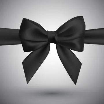 Realistic black bow. Element for decoration gifts, greetings, holidays. Vecto Stock Illustration