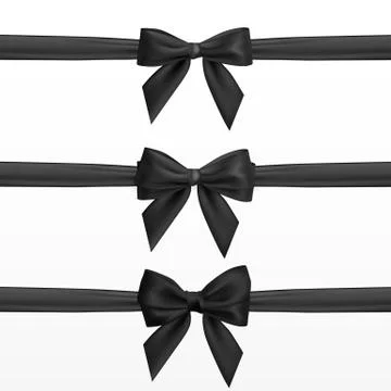 Realistic black bow. Element for decoration gifts, greetings, holidays. Vecto Stock Illustration