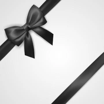 Realistic black bow with ribbon isolated on white. Element for decoration gif Stock Illustration