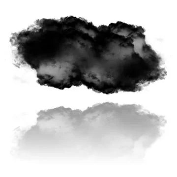 Realistic black cloud shape with reflection isolated over white background Stock Illustration