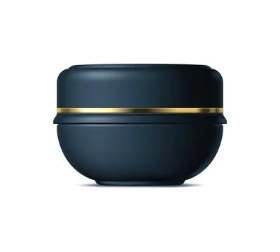 Realistic black cosmetics bottle, plastic jar Stock Illustration