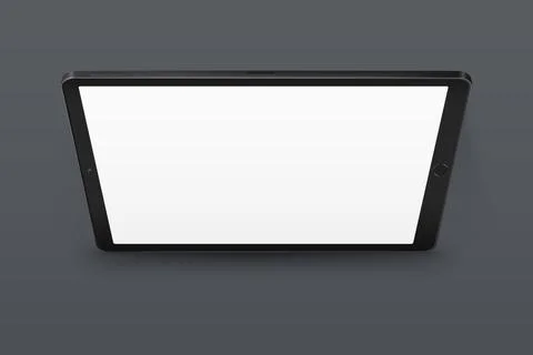 Realistic black empty tablet on a gray background. Tablet mockup from diffe.. Stock Illustration