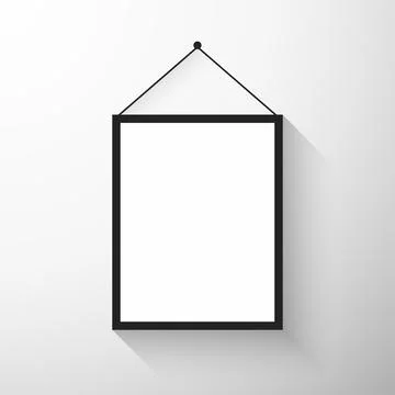 Realistic black frame vector in wall background Stock Illustration