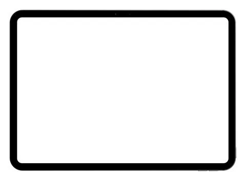 Realistic black horizontal tablet empty screen frame overlay mockup. Mobile pad Stock Illustration