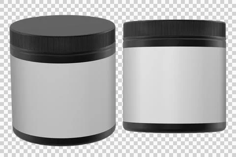 Realistic Black Jars 3D Rendering Mockup Template Illustrazione stock