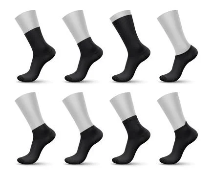 Realistic black man socks, 3d vector sox mockups Stock Illustration