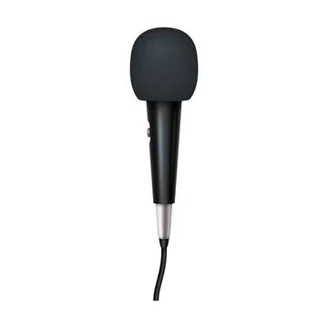 Realistic Black Microphone with Cable on White Stock Illustration