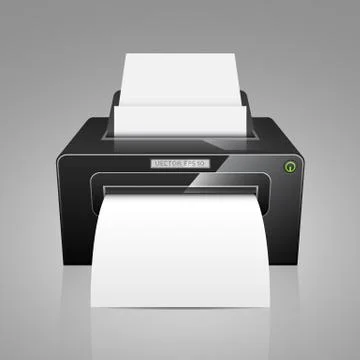 Realistic black model vector printer. イラスト素材