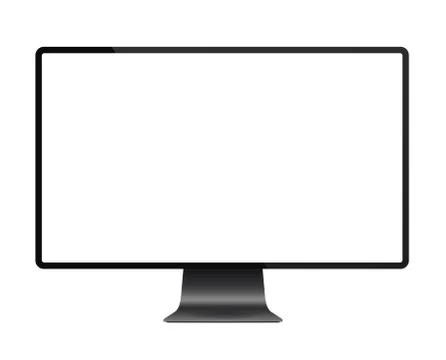 Realistic black modern thin frame display computer monitor vector illustration. Illustrazione stock