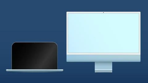 Realistic black modern thin frame display. Modern computer display isolated Stock Illustration