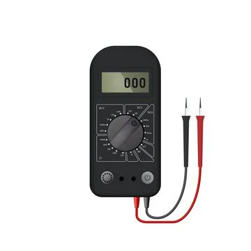 Realistic black multimeter for measuring current and voltage. Stock Illustration