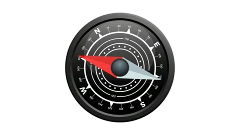 Realistic black nautical compass. Dial and magnetic needle that moves indepen Stock Footage 168613778