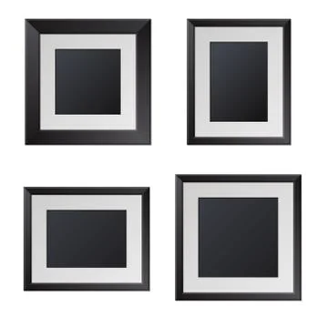 Realistic Black Picture Frames with Blank Center. Vector Stock Illustration