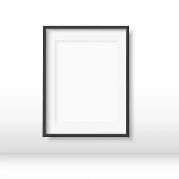 Realistic black poster frame on the wall. mock up. Vector Stock Illustration