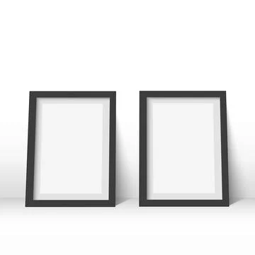 Realistic black poster frames on the wall. mock up. Vector Stock Illustration