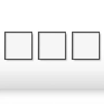 Realistic black poster frames on the wall. mock up. Vector Stock Illustration