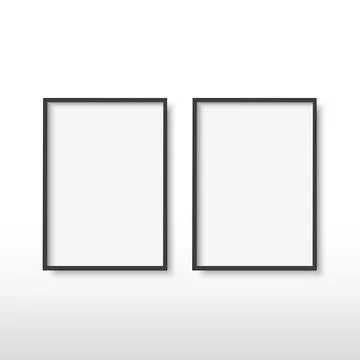 Realistic black poster frames on the wall. mock up. Vector Stock Illustration