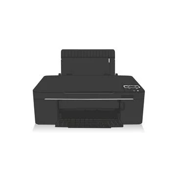 Realistic black printer on white background. Stockillustratie
