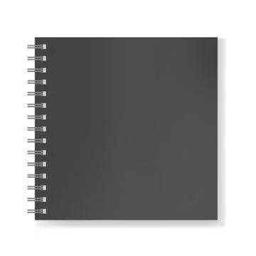 Realistic black square notebook on spiral mockup Stock Illustration