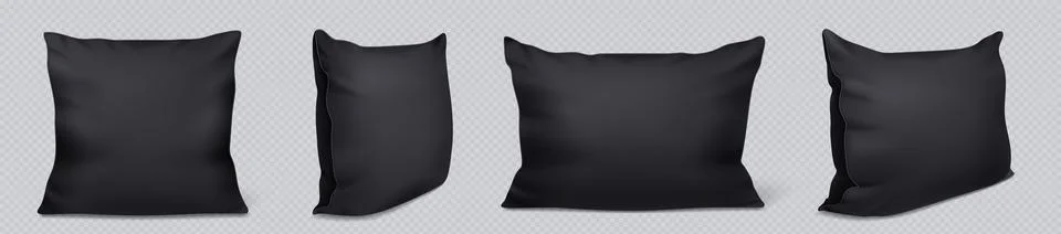 Realistic black square, rectangular pillow mockup Stock Illustration