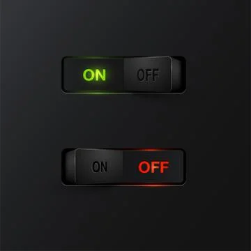 Realistic black switches with backlight ON/OFF, vector Stock Illustration