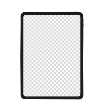 Realistic black Tablet on white background. Front transparent Display View. High Stock Illustration
