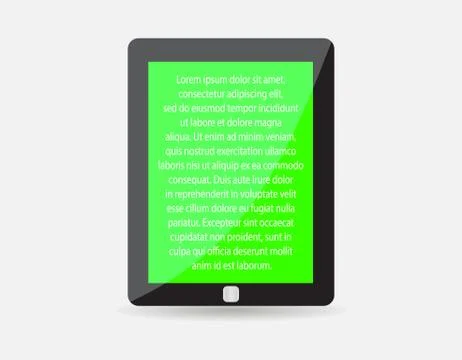 Realistic black touch-pad icon. Tablet PC Representing your text on green screen Stock Illustration