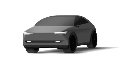 Realistic Black Vector 3D Car, simple shapes car prototype, automotive design Stock Illustration