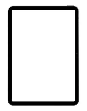 Realistic black vertical tablet empty screen frame overlay mockup. Mobile pad Stock Illustration