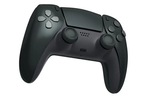 Realistic black video game controller on white background Stock Illustration