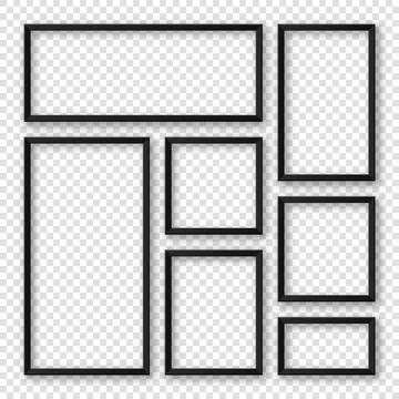 Realistic blank black picture frames collection. Modern poster mockup. Empty Stock Illustration