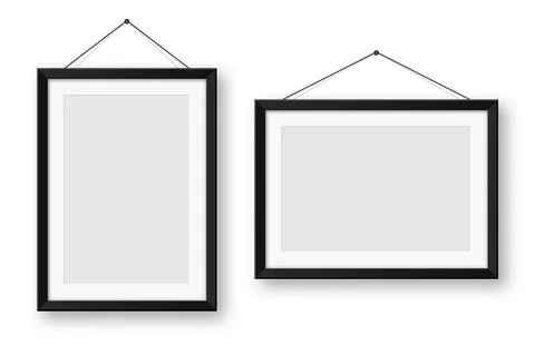 Realistic blank black picture frames collection. Modern poster mockup for Stock Illustration