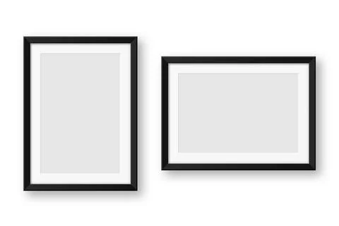 Realistic blank black picture frames collection. Modern poster mockup for Stock-Illustration