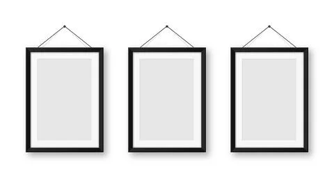 Realistic blank black picture frames collection. Modern poster mockup for Stock-Illustration
