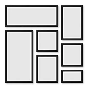 Realistic blank black picture frames collection. Modern poster mockup for Stock-Illustration