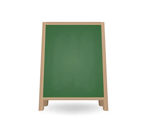 Realistic blank chalkboard a-frame standee. Street board for menu announcement Stock Illustration