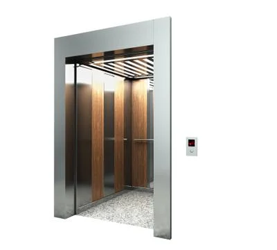 Realistic blank elevator hall interior with waiting lift marble floor ceiling Stock Illustration