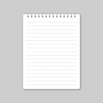 Realistic blank empty lined notebooks mockup icon in flat style. Paper line.. Stock Illustration