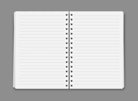 Realistic blank empty lined notebooks mockup icon in flat style. Paper line.. Stock Illustration