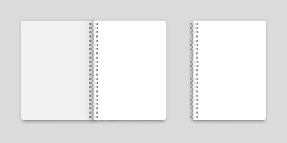 Realistic blank empty notebooks mockup icon in flat style. Paper notebook v.. Stock Illustration