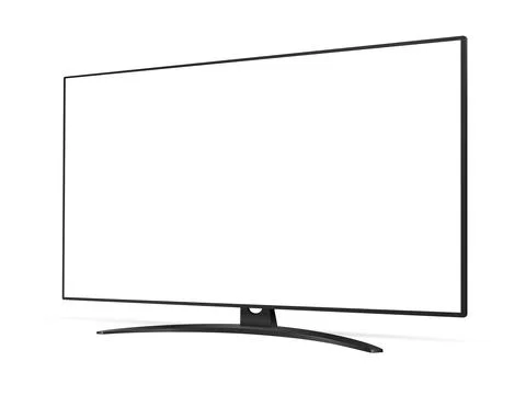 Realistic blank flat screen TV mockup from angled view Stock Illustration