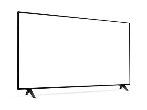 Realistic blank flat screen TV mockup from angled view Stock Illustration