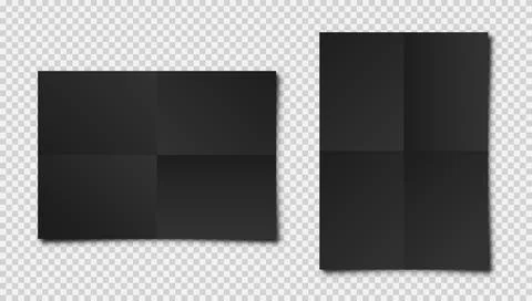 Realistic blank folded paper sheets in A4 size with shadow on checkered Stock Illustration